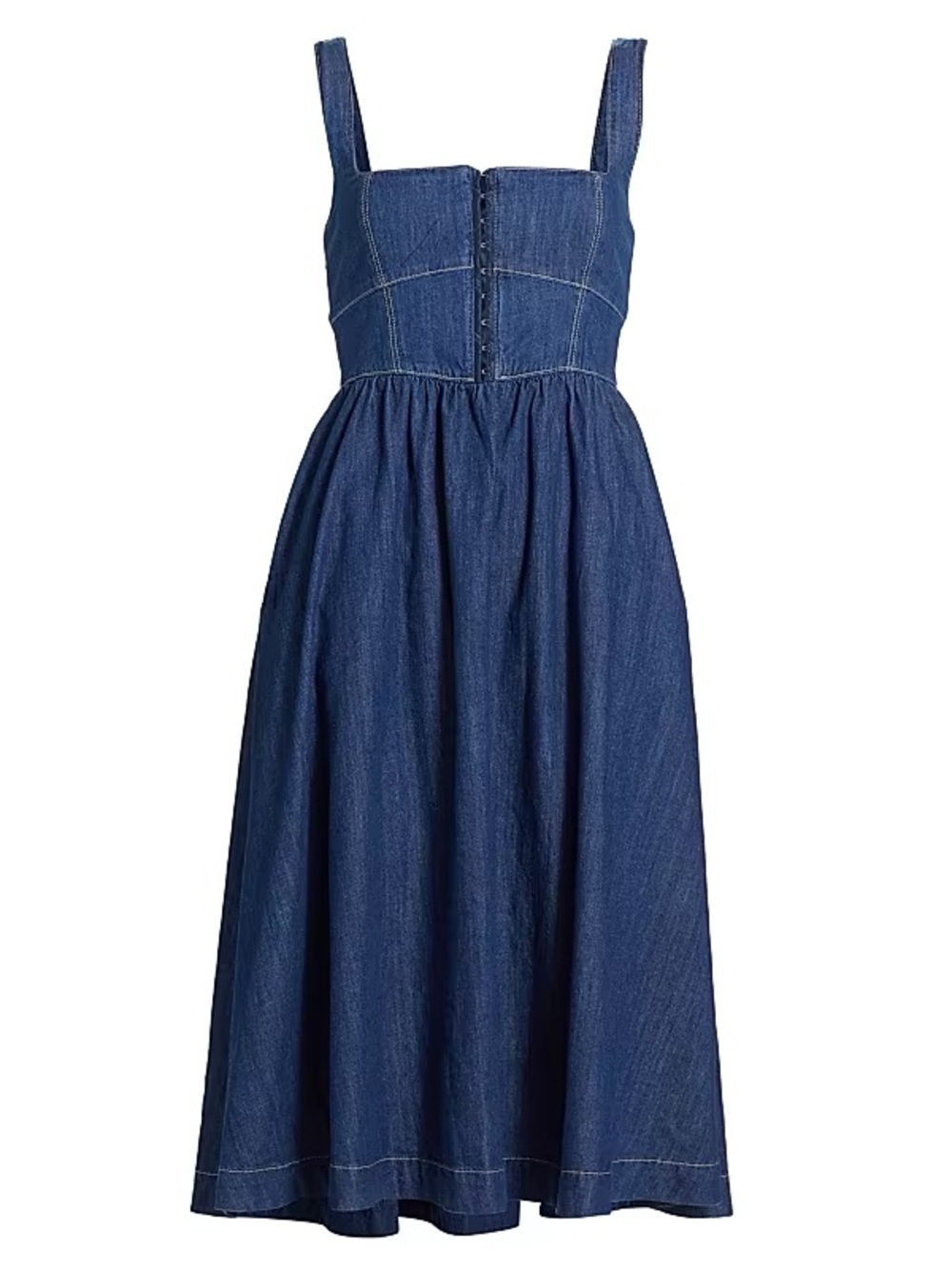 Reformation Tagliatelle Denim Midi Sleeveless Dress - Picture 1 of 8